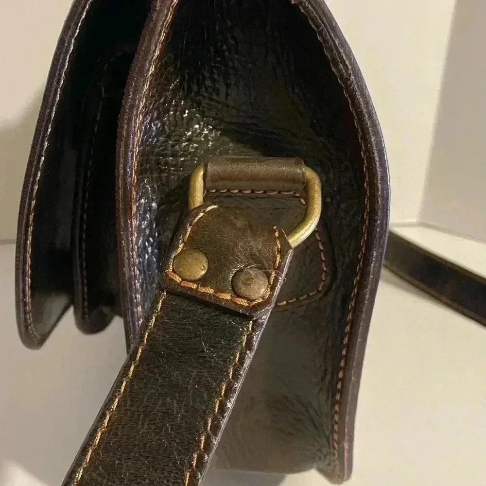 Handmade vintage brown leather handbag - Picture 3 of 9